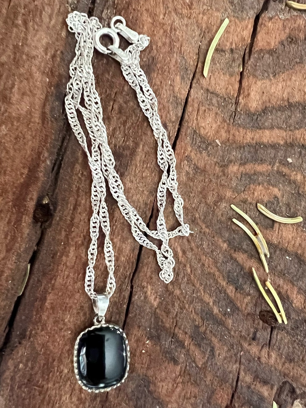 Artisan Sterling Ónix Necklace Pendant Italian Chain DNA 16.5”